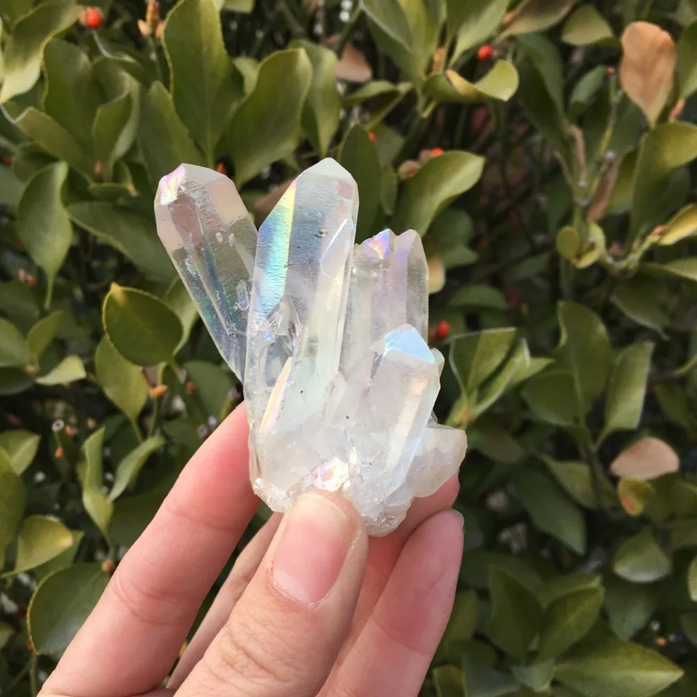 

68g Rare beautiful white flame aura quartz crystal cluster specimen