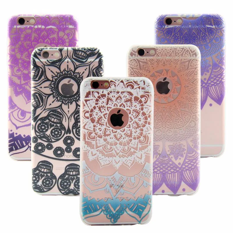 TOMKAS Case For iPhone 6 6S Plus Cover Floral Paisley Flower Mandala Datura Capinha Coque For iPhone 5 5S SE Case Silicone