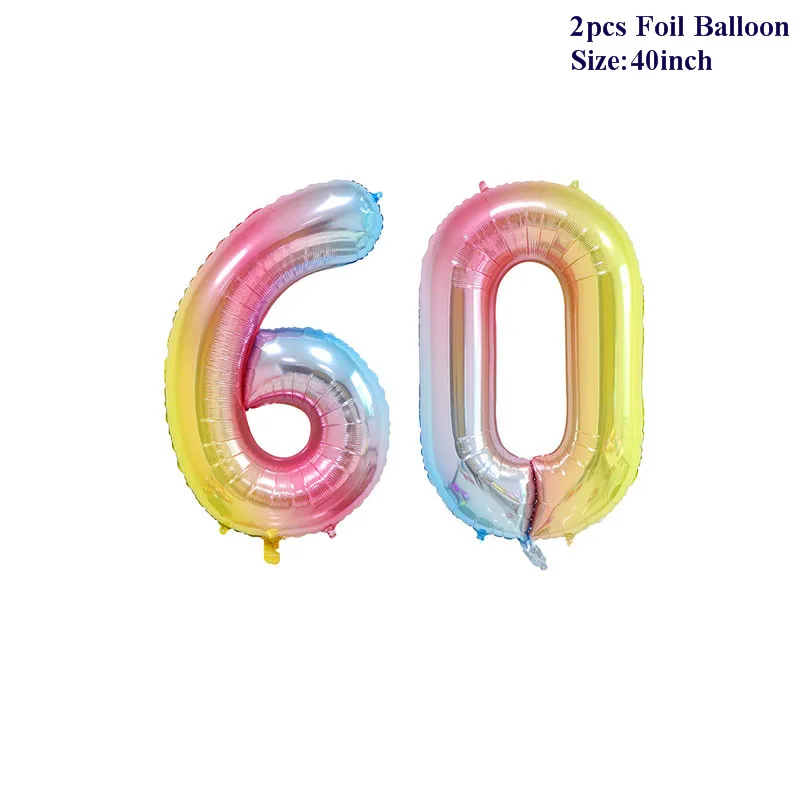40-дюймовый светодиод будет счастливое детство: День рождения воздушный шар из фольги Градиент Радуга номер баллоны с надписью «LOVE» балон гелий, следа воздушный шар свадебное воздушный шар - Цвет: 2pcs Number