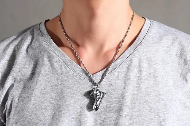 мужское ожерелье в стиле панк из нержавеющей стали серебряного фотография