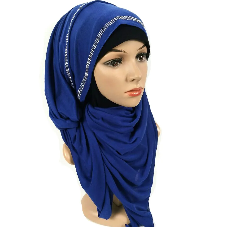 L9 высокое качество простой алмаз хиджаб из Джерси Шарф Шаль Обертывание повязка пашмины 180*80 см 10 шт./лот можно выбрать цвета