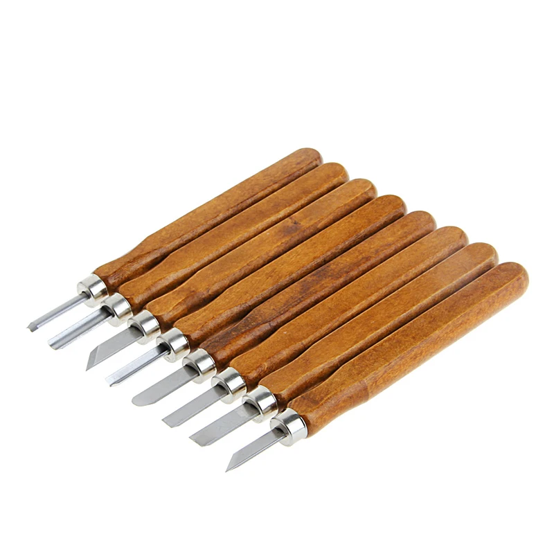 

8Pcs/Set Wood Sculpture Tool Set Mini Chisel Steel Blades Asstorted Wooden Handle Hand Tools