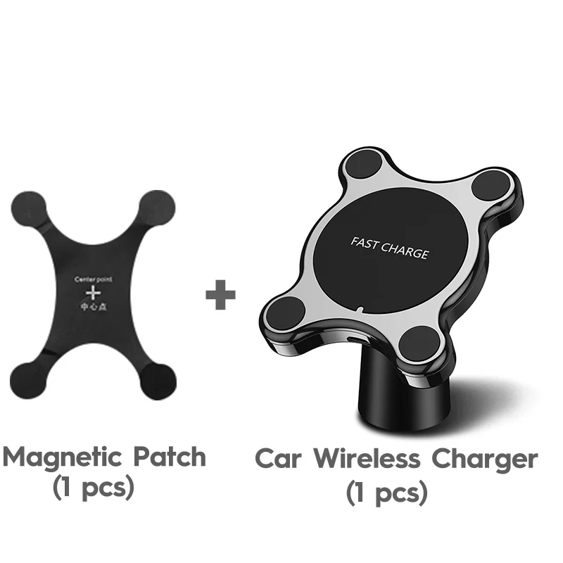 FLOVEME магнитный автомобильный держатель для телефона Qi Беспроводное Автомобильное зарядное устройство Быстрая зарядка для iPhone X XR XS автомобильное беспроводное зарядное устройство для samsung S9 S10 - Тип штекера: Black Charger 1