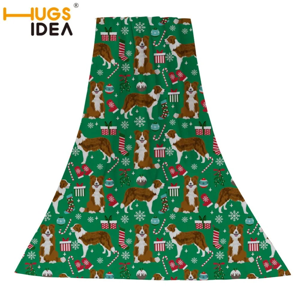 HUGSIDEA الحدود الكولي لينة منشفة شاطىء قطنية عيد ميلاد سعيد سفر السباحة منشفة استحمام اليوغا كنبة مكتب بطانية قماش مزخرف جداري