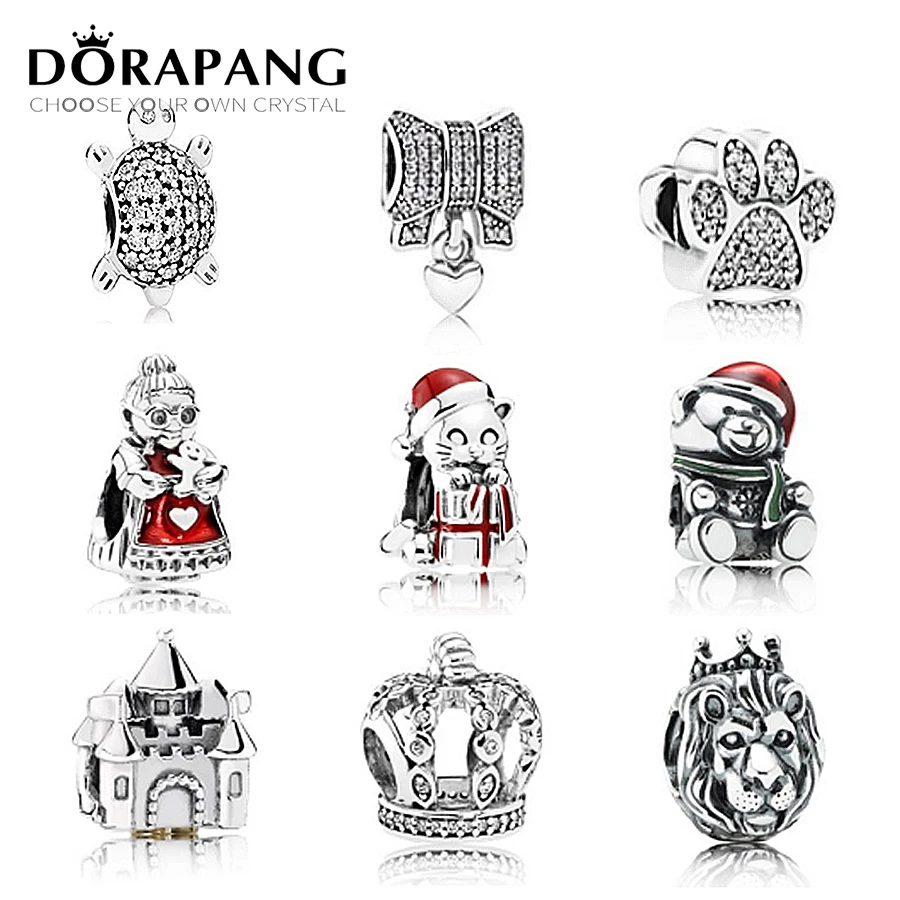 

DORAPANG Genuine 925 Sterling Silver Pattern people Clear CZ The lion Charm Beads Fit Bracelet DIY bracelet factory Wholesale