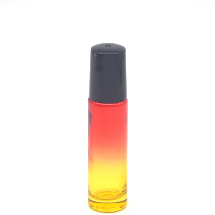 1 шт 10 мл градиентная цветная стеклянная бутылка пустой ароматизатор эфирное масло 10cc роликовая бутылка черная пластиковая крышка - Цвет: C6