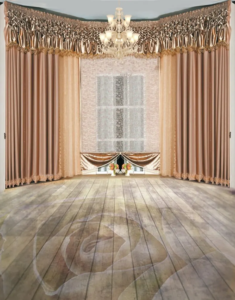 

5x7ft Wooden Floor Flowers Hall Photography Backdrops Photo Props Studio Background