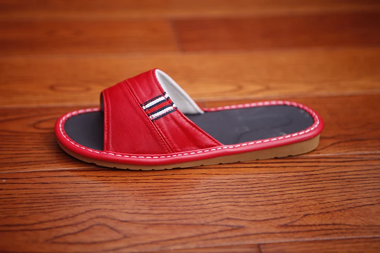 US $25.05 Sheepskin Womens Summer Home Slippers Soft Genuine Leather Couples Indoor Shoes Solid Color AntiSkip Mens Slippers