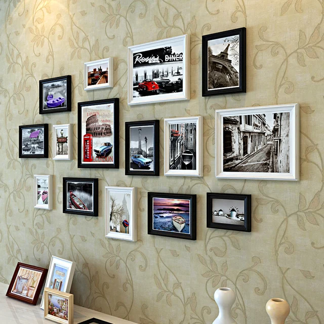 Us 6699 European Pastoral Creative Wood Frame Combination Photo Wall Living Room Black White Mix Color Architecture In Frame From Home Garden On Us 6699 European Pastoral Creative Wood Frame Combination Photo Wall Living Room Black White Mix Color Architecture In Frame From Home Garden On