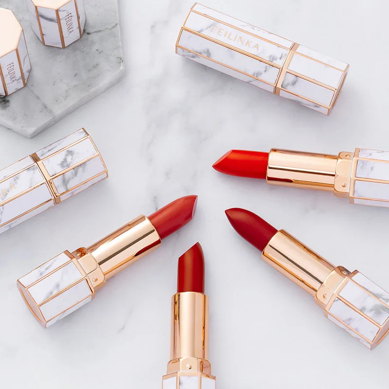 

6 Color White Jade Marble Lipstick For Res Lips Makeup Brand Waterproof Long Lasting Velvet Matte Lipstick Balm Lip Cosmetic
