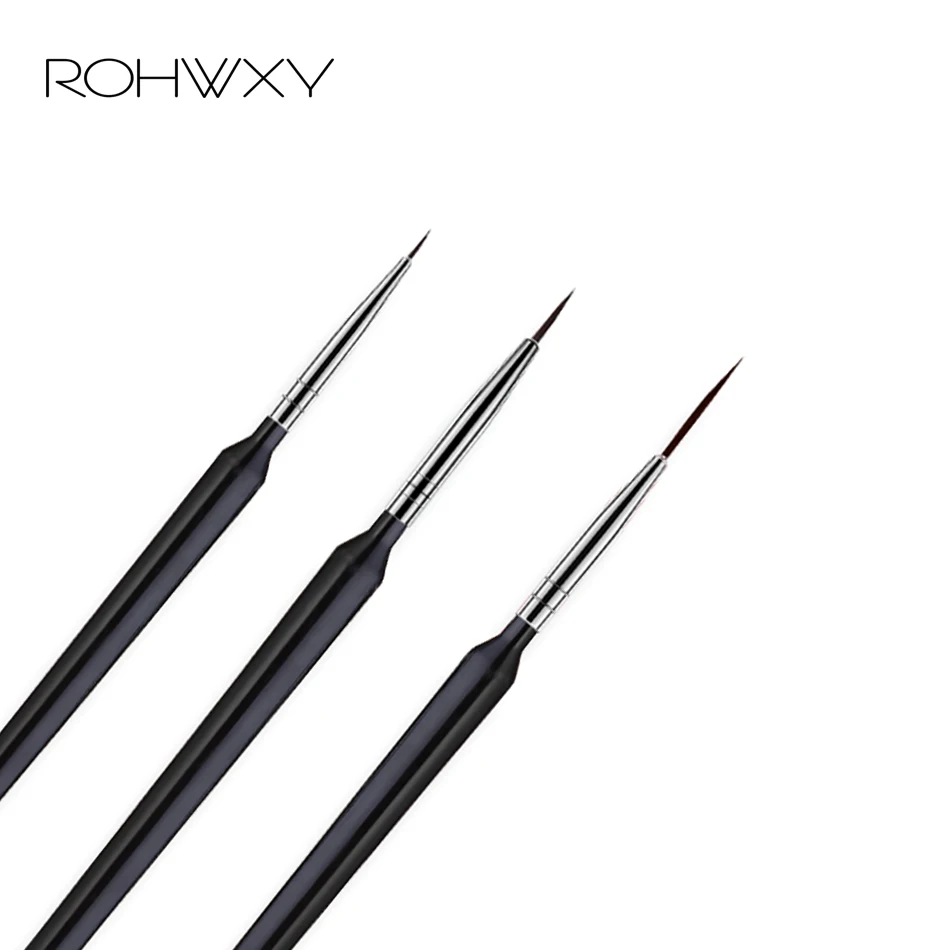 

ROHWXY 3Pcs/Set Nail Art Brushes Acrylic French Painting Brush Flower Design Stripes Lines Liner DIY Drawing Pen Manicure Tools