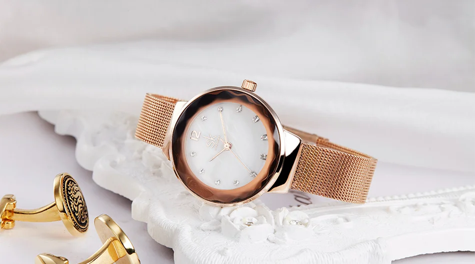 Shengke Лидирующий бренд Модные Серебристые Женские часы Роскошные Стразы часы-браслет Для женщин часы Часы Montre Femme Reloj Mujer