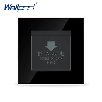 

Wallpad Luxury Black Crystal Glass Panel 86*86mm 110V-250V Luxury Hotel Insert Card Power Supply Wall Switch with Card