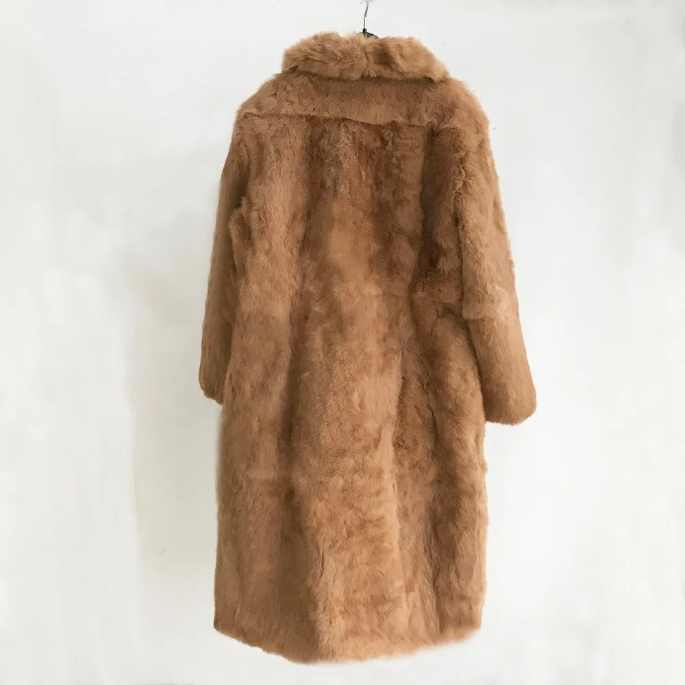 Натуральная меховая шуба, толстый отложной воротник, Женское пальто из натурального меха, длинное, большие размеры 7XL, на заказ, 13 цветов, wsr438