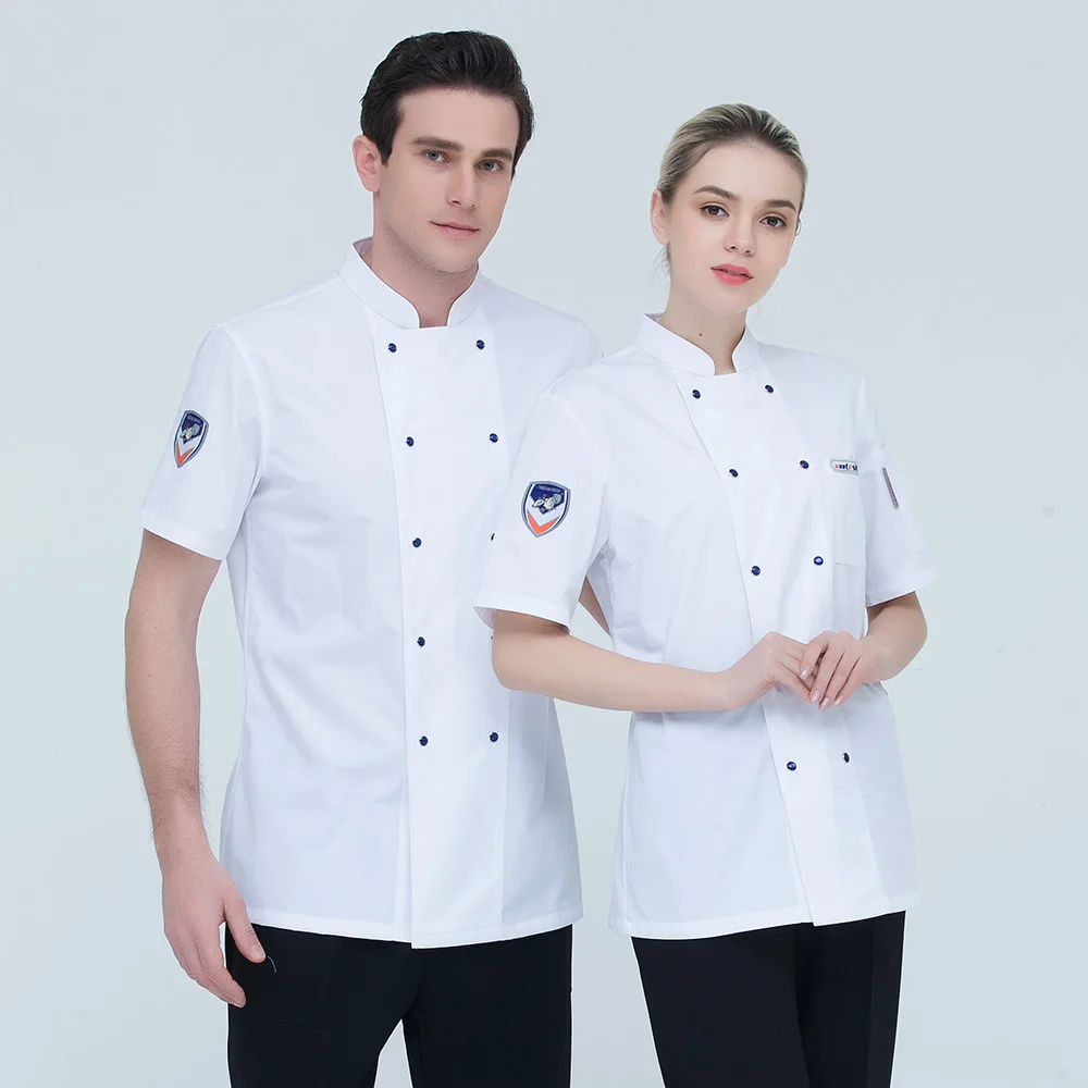 high quality unisex Short sleeved Chef Jacket restaurant uniform shirt hotel Kitchen cooker shirt Food Service chef work clothes