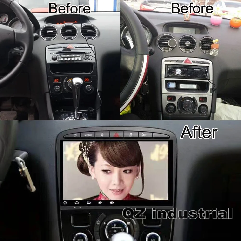 Perfect QZ industrial HD 9" Android 8.1 T3 Car DVD Player for Peugeot 308 for Peugeot 408 2009-2014 with GPS 3G 4G Navi Radio RDS WIFI 5