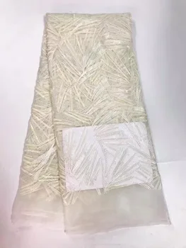 

2018 Latest African French Net Lace Fabric with sequins 5y.High Quality African Tulle Lace Fabric For Wedding J1080