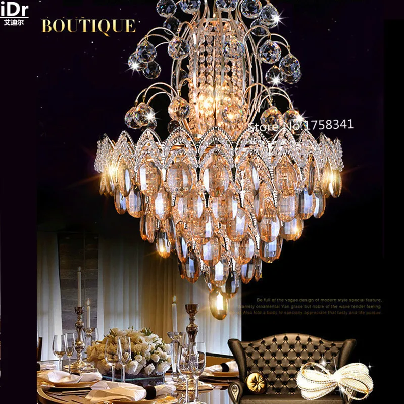 the new listing Luxury living room atmosphere gold chandelier crystal lights bedroom led lamps roundr Bedroom
