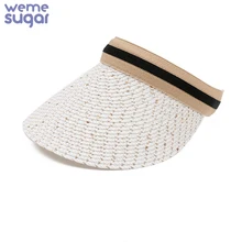 WeMe леди летние соломенные шляпы шикарная фуражка блестки Кепка для крикета складной пустой Козырек Кепка Открытый пляж шляпа