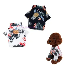 Весна, лето, домашний питомец собака одежда Гавайский Стиль с принтом хлопковые рубашки для малых и средних собак Тедди Шиба кошки Костюмы футболка C42