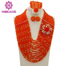 Костюм в африканском стиле комплект ювелирных изделий нигерийские Свадебные хрустальные бусины ожерелье Ювелирные наборы AEJ695