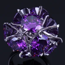 Чудесный круглый фиолетовый кубический циркон кольцо из стерлингового серебра 925 для женщин V0504