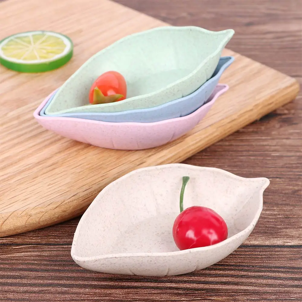 

Kitchen Tableware Multipurpose Leaf-Shape Small Seasoning Saucers Kid Bowl Wheat Straw Sauce Dish Japanese Tableware Plates