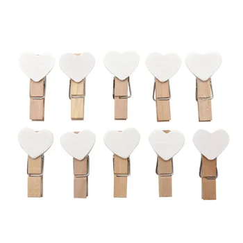 

10pcs Decoration Clips Wooden Heart Photo Folder Note Clip Mini Wooden Office Supplies Craft Clips Clothes Paper Peg Clothespin