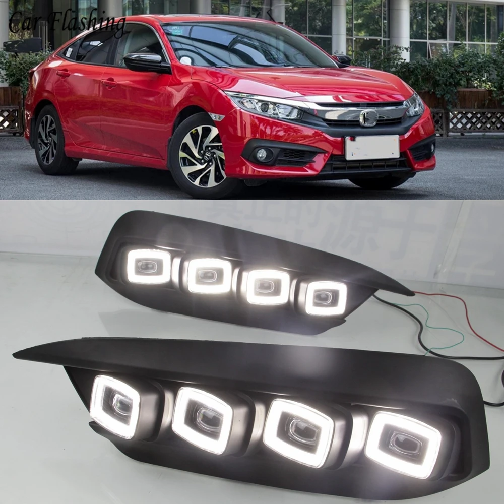 Автомобильная проблесковая 1 набор 12V ABS светодиодный для Honda Civic 2016 2017 2018 DRL