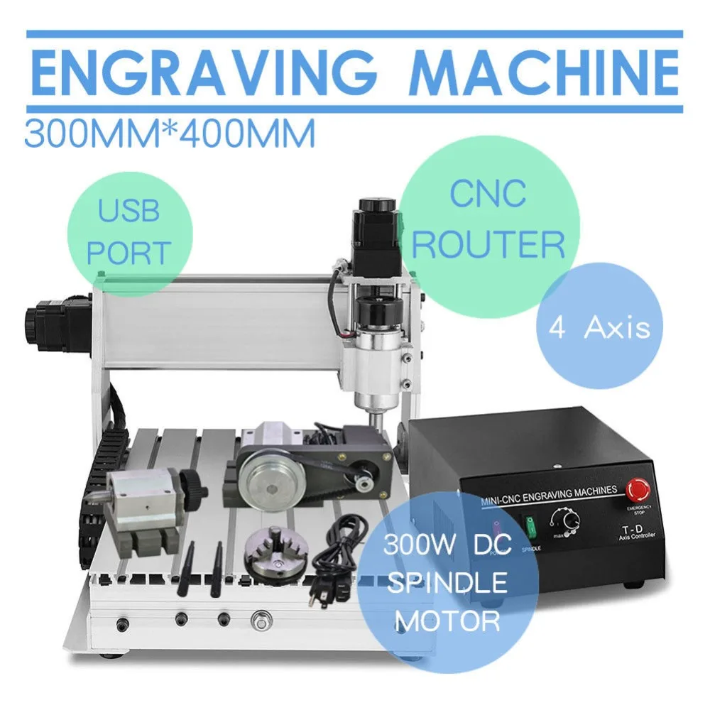 CNC 3040 4 axis Engraving Machine CNC Milling Machine mini Engraver for