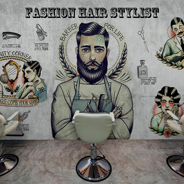 Wallpaper For Wall Personalized Custom Barber Makeup Wallpaper For Wall Personalized Custom Barber Makeup Restaurants Large Mural