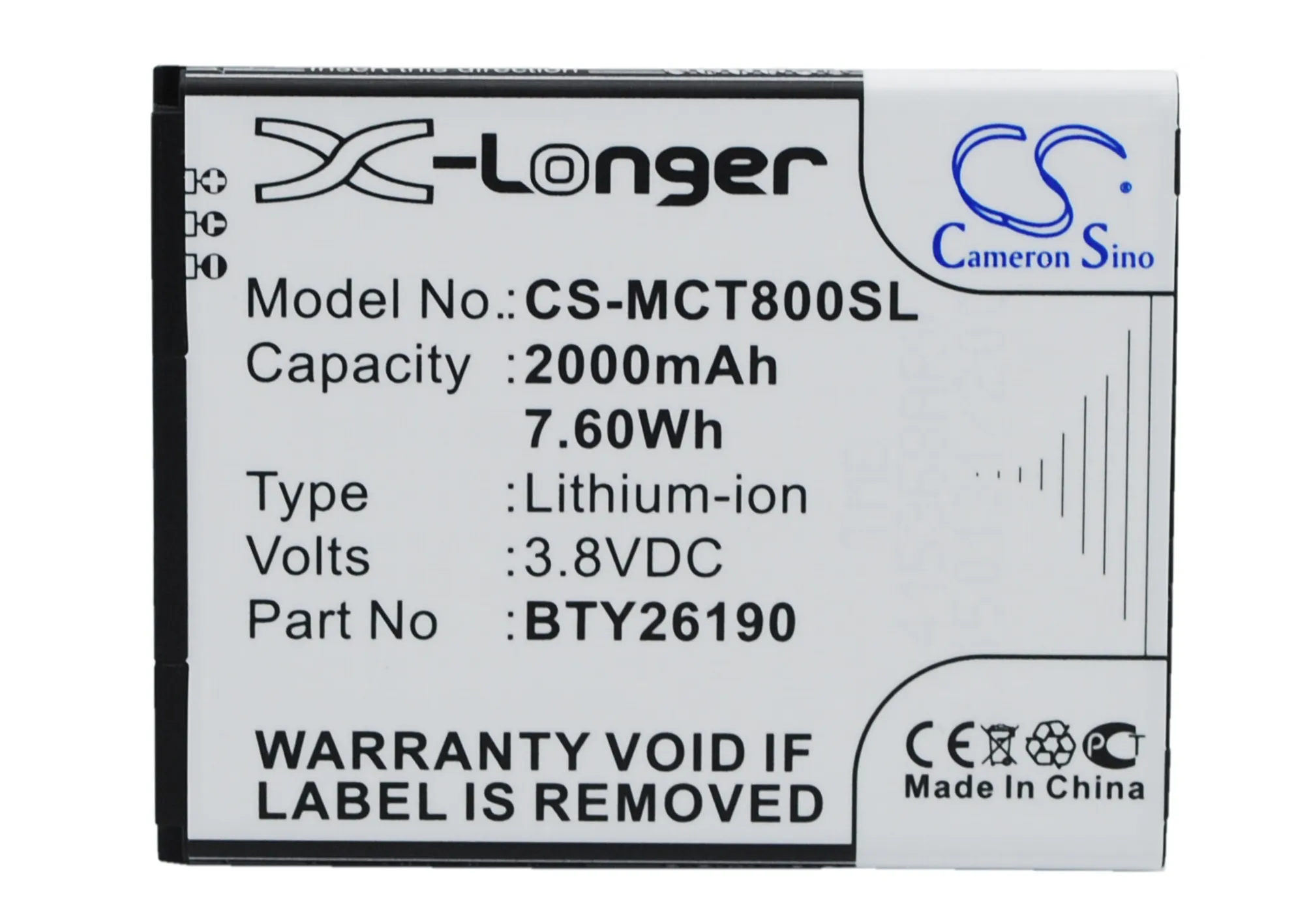 Аккумулятор Cameron Sino BTY26190 BTY26190Mobistel/STD Cynus T8 для Mobistel T8|2000mah battery|cameron sinobattery 2000mah |