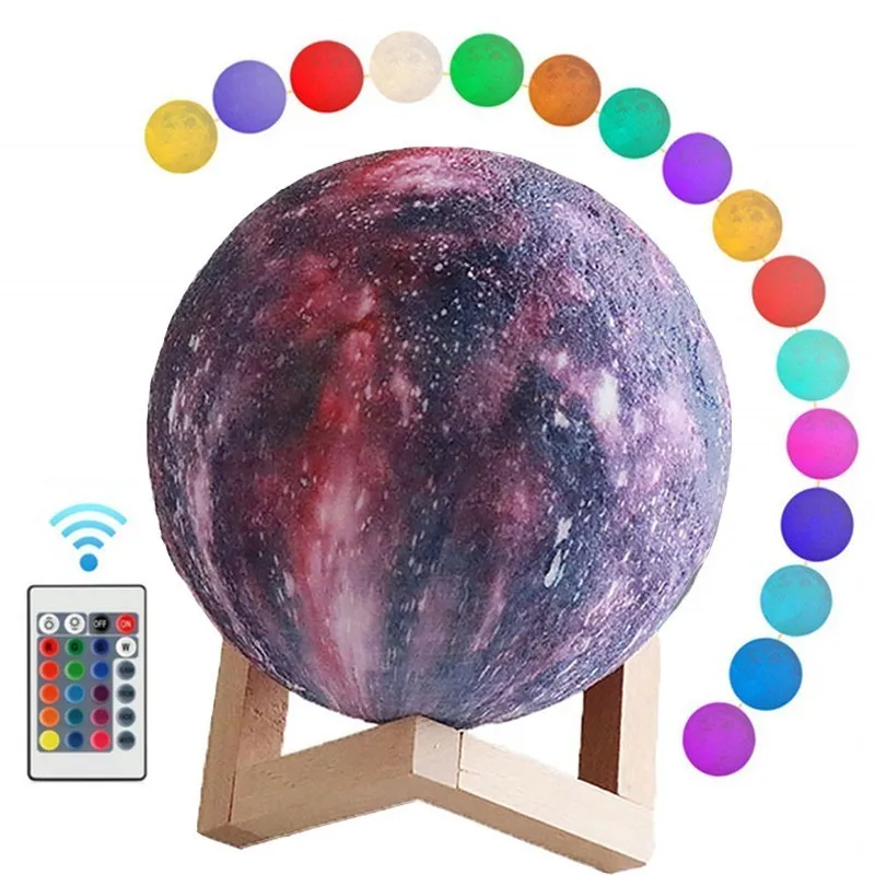 

LED 3D Star Moon Night Light 16 Colors Home Decor Creative Gift Touch Change Galaxy Lamp Bedside Lighting Drop-shipping Style A