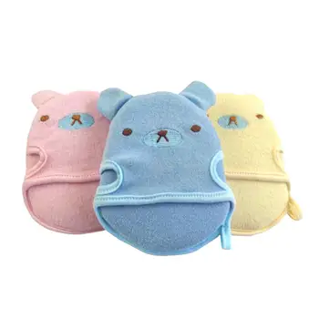

Cartoon Cotton Newborn Baby Bath Wipe Shower Bath Brush hand Mitten Soft Cloth Bear Cotton Toddler baby Wipe Brush