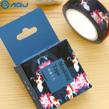 

AAGU 1PC 15mm*10m Box Package Moon Light Perfuse On Lotus Pond Washi Tape Adhesive Decorative Masking Tape DIY Paper Tape