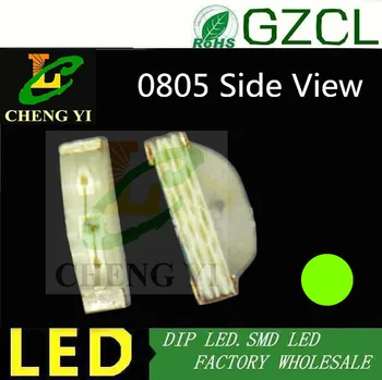 

Factory wholesale Green Side view 0805 SMD CHIP led 2.1*0.6mm light emitting diode 568-575nm