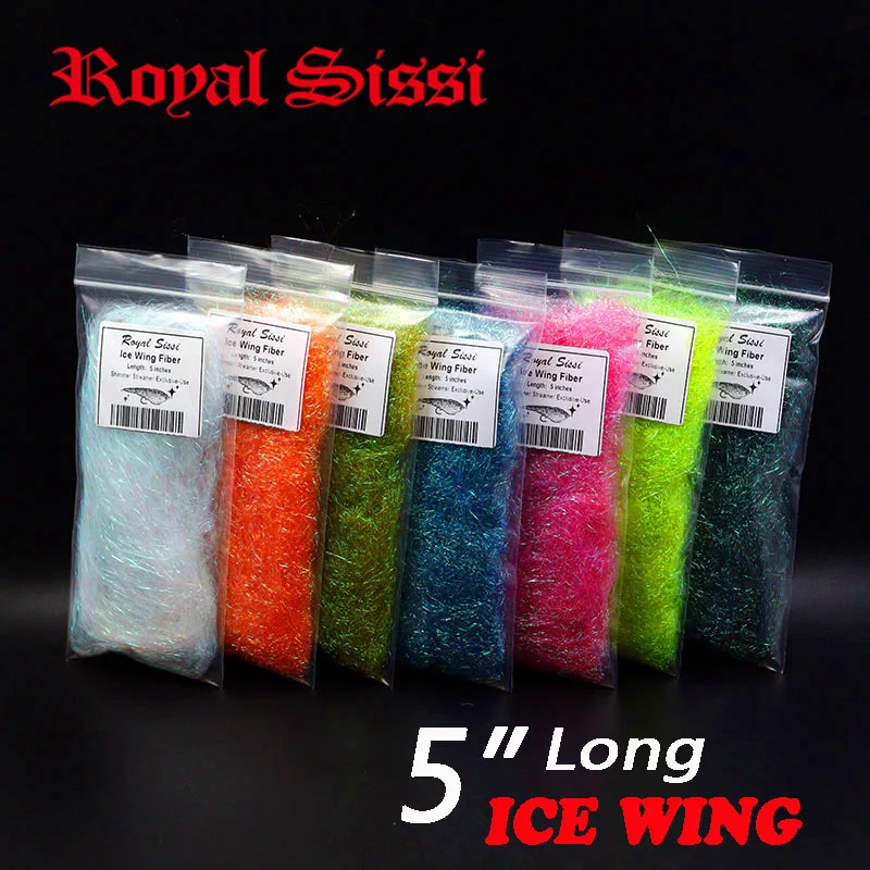

7 colors fly tying material 5" long ice wing fiber Ice Dub synthetic fiber baitfish stearmer shimmer fringe ultra-thin ice wing