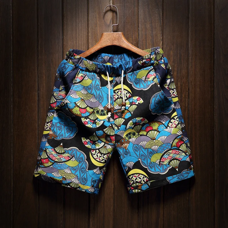 

Helisopus Bohemia Men's Beach Shorts Printed summer breathable Shorts Knee Length Drawstring Loose Hiphop shorts Mandala Printed