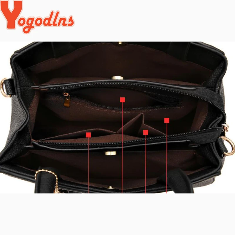 Yogodlns Large Capasity Leather Bag for Women Simple temperament handbag tassel Crossbody Bags Shoulder Bags