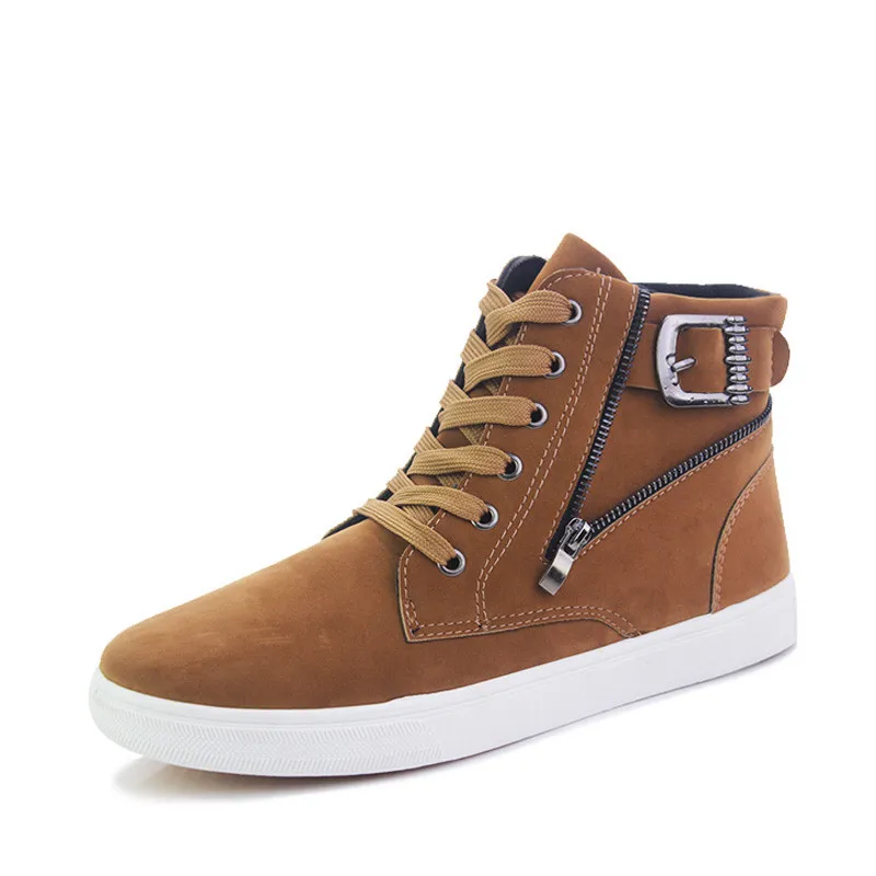 

Men Fashion Boots Spring Autumn Footwear Size 39-44 Metal Decoration Man Ankle High Shoes 3 Colors Black Blue Yellow