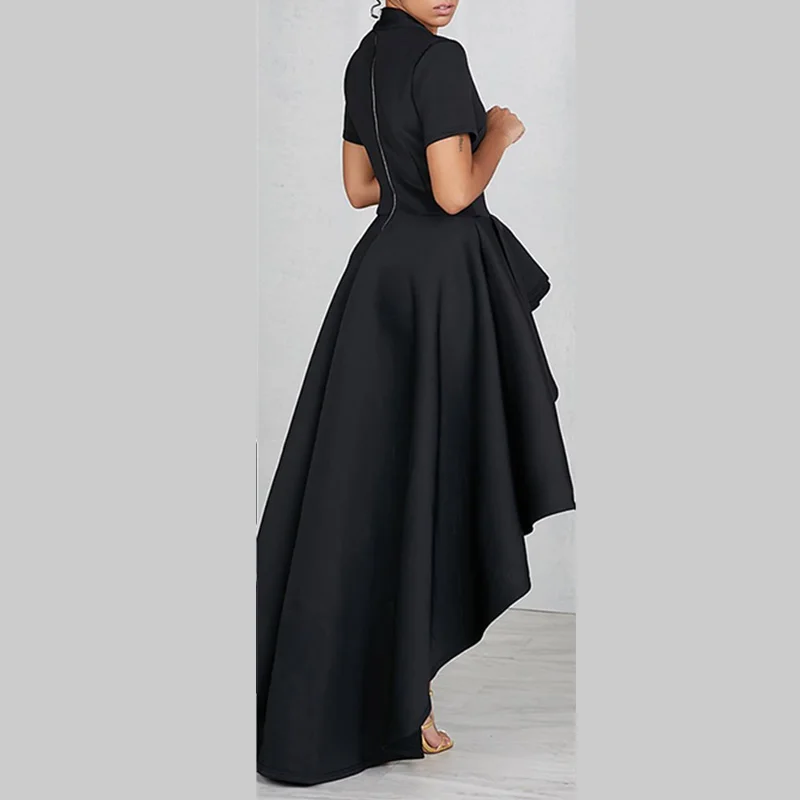 

Women Short Sleeve High Low Peplum top Dress Bodycon Party Club Floucing Shirt