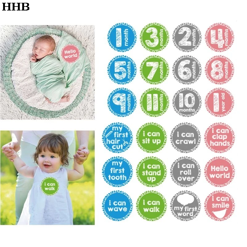 

12PCS/Set Baby Month Sticker Newborn Photo Prop Stickers 1-12 Months Photo Stickers DIY Scrapbook Album Card Stickers