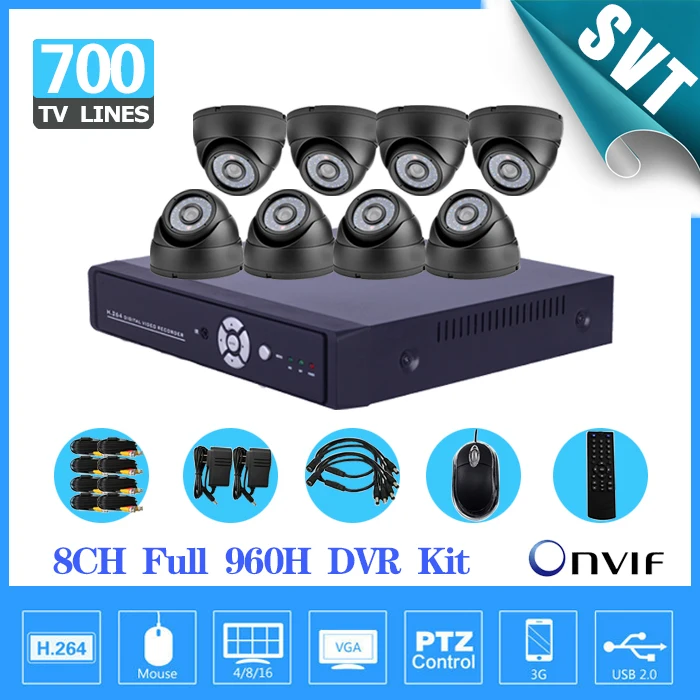 Дома 8ch полный 960 H D1 записи видеонаблюдения DVR 700TVL купольную Камера DIY Kit Цвет Товары теле- и видеонаблюдения Системы sk-138