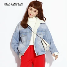 Осень зима женские новые модные толстые теплые джинсовые куртки повседневные свободные овечья шерсть пальто женские BF консервативная Стильная верхняя одежда Y195