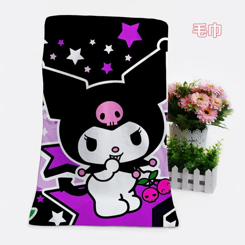 IVYYE 1PCS Black Kuromi Fashion Customized Anime Bath Towels Handkerchief Soft Face Towel Cartoon Washcloth Unisex NEW - Цвет: see chart