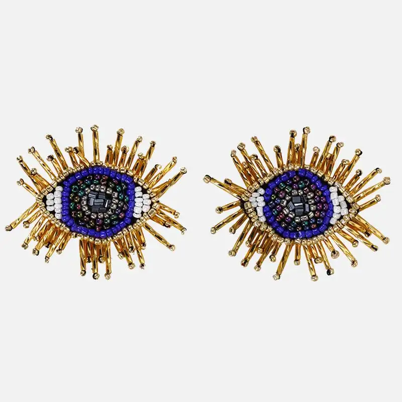 

Dvacaman Beaded Eye Drop Earrings Women Gold Color Metal Dangle Drop Earrings 2019 Trendy INS Statement Jewelry Girl Party Gifts