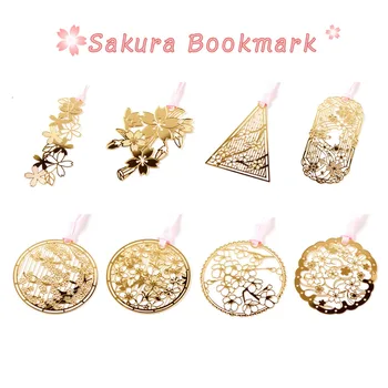 

Romantic Elegant Sakura Golden Metal Bookmark Marker of Page School Office Supply Student Stationery