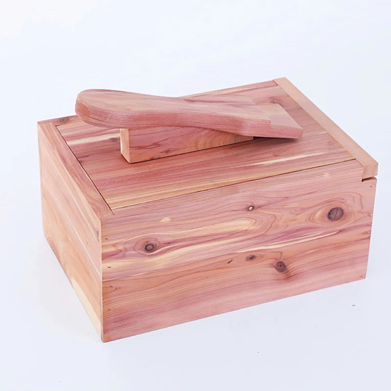 

Multi Functional Storage Stool Red Cedar Wood Shine Box Creative Shoes Care Kit