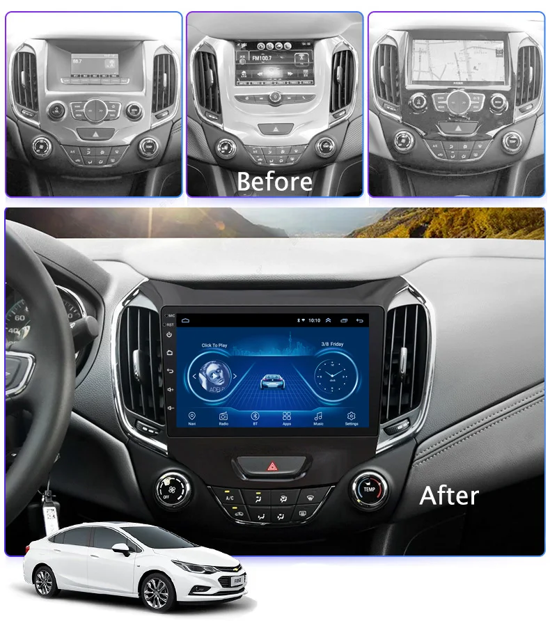 Clearance Super Slim Touch Screen Android 8.1 radio GPS Navigation for Chevrolet CRUZE 15-18 headunit tablets Stereo Multimedia Bluetooth 0