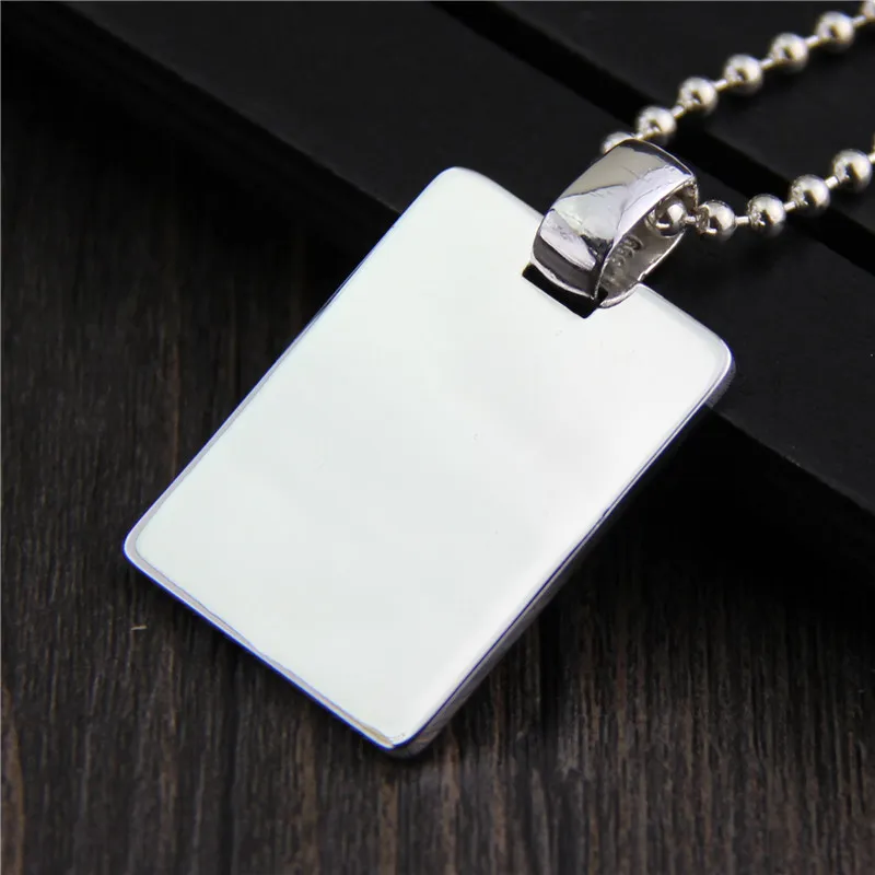 

C&R Real 999 Sterling Silver pendant dog tag Necklace Men and women square Simple personality Thai Silver Fine Jewelry